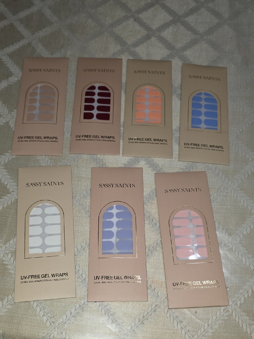 Lot of 7 Sassy Saints UV-Free Gel Nail Wraps